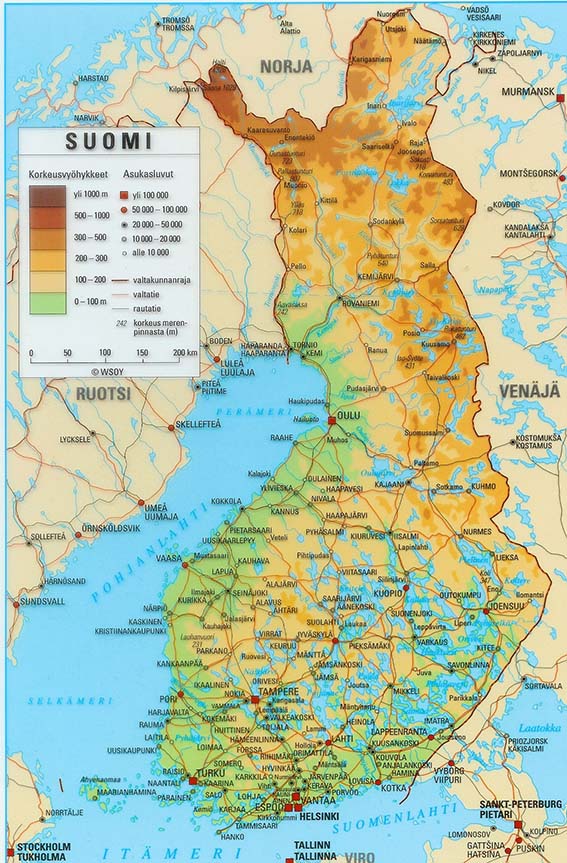Карта Финляндии